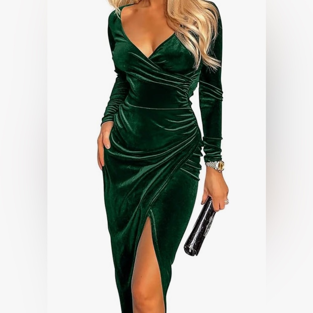 Green Velvet Cocktail Dress